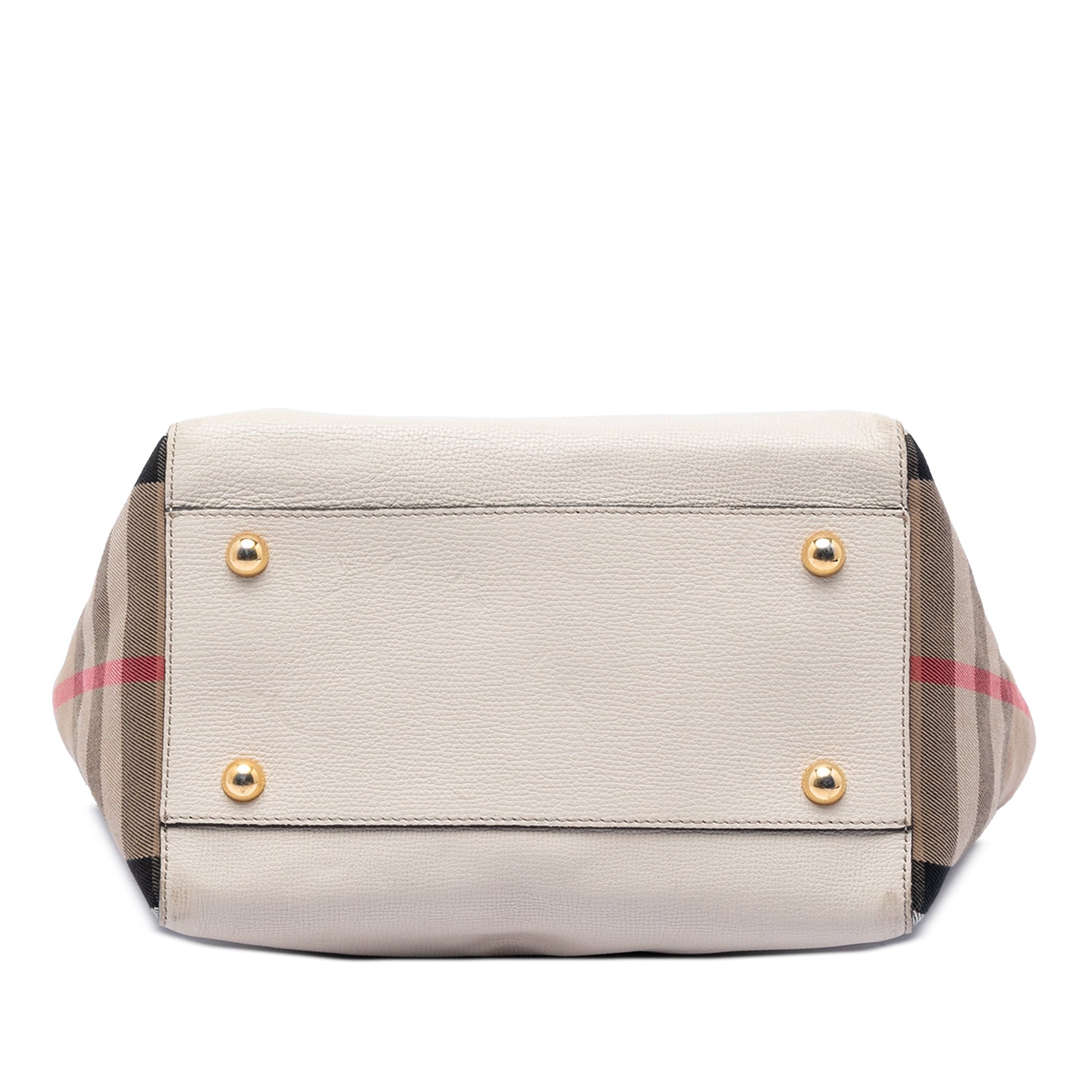 Burberry Small Leather and House Check Canvas Canterbury Tote