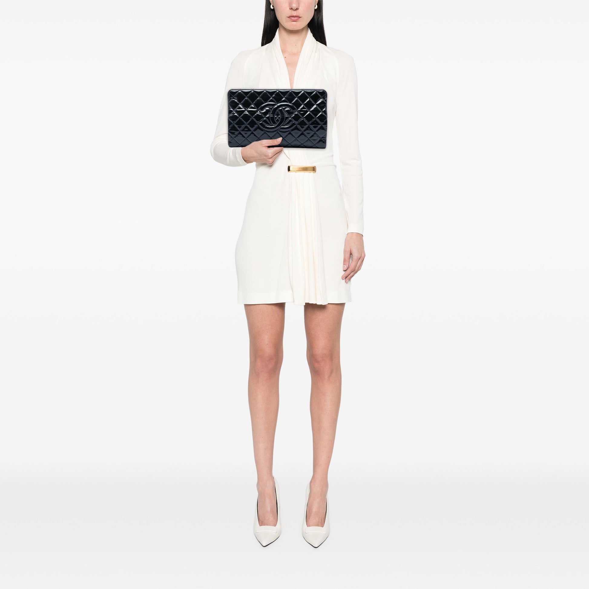 Chanel CC Quilted Patent Timeless Clutch
