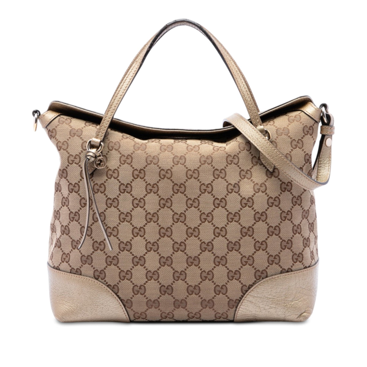 Gucci Medium GG Canvas Bree Fold Over Tote — Beige
