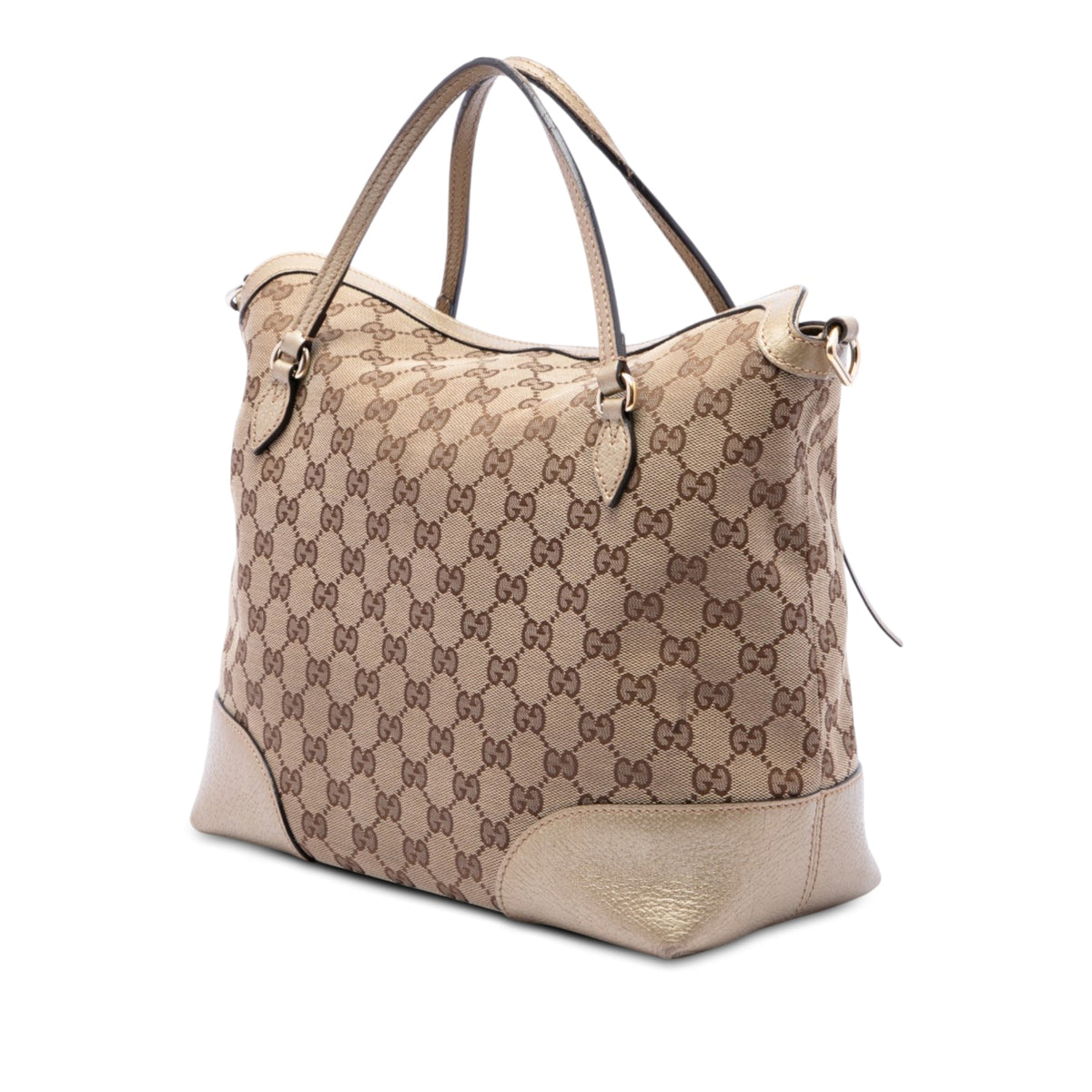 Gucci Medium GG Canvas Bree Fold Over Tote — Beige