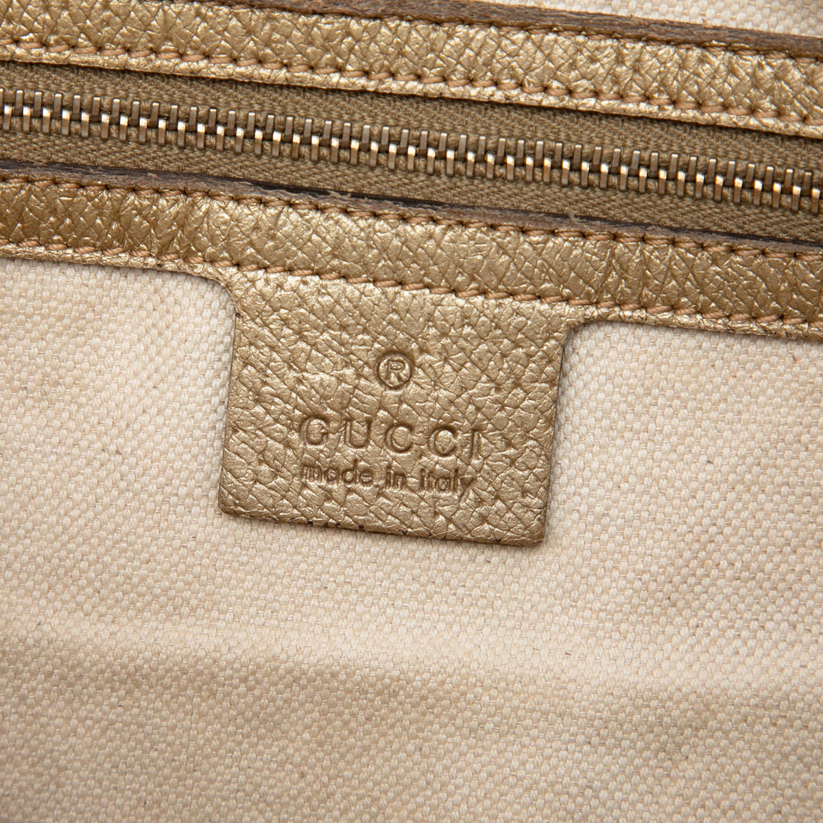 Gucci Medium GG Canvas Bree Fold Over Tote — Beige