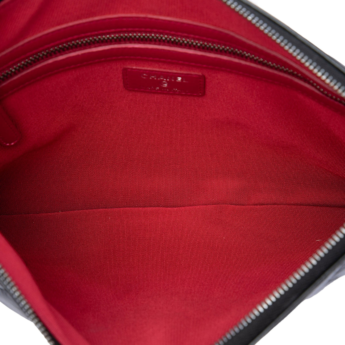 Chanel Medium Quilted Aged Calfskin Gabrielle O Case Clutch — Black
