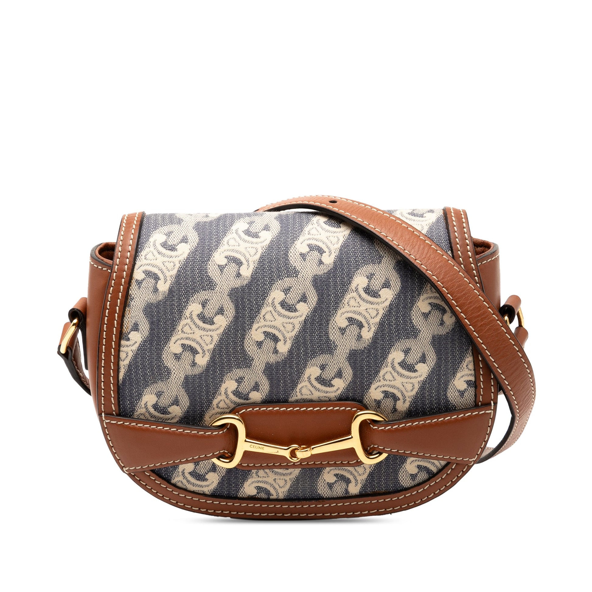 Celine Small Maillon Triomphe Jacquard and Calfskin Crecy Crossbody
