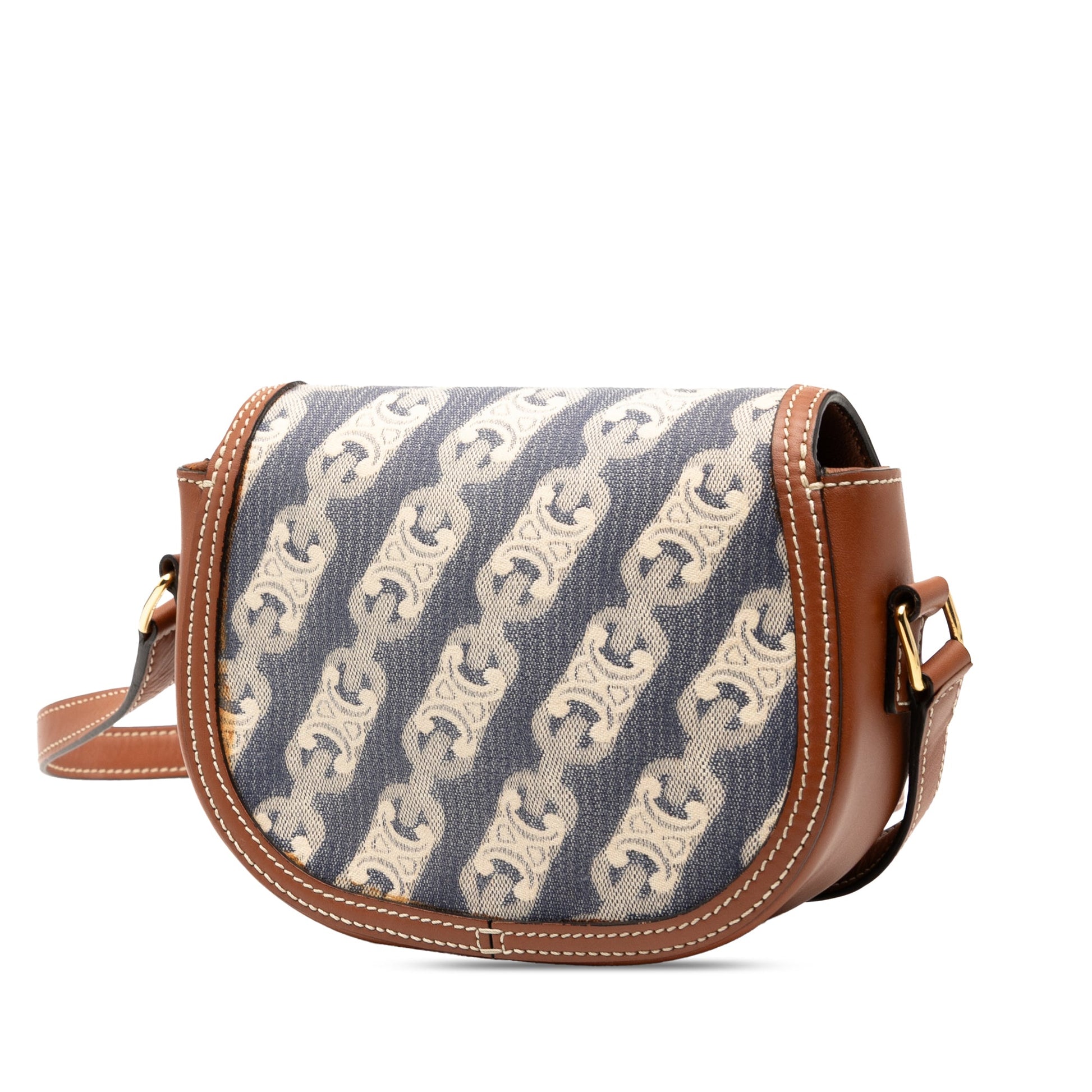 Celine Small Maillon Triomphe Jacquard and Calfskin Crecy Crossbody