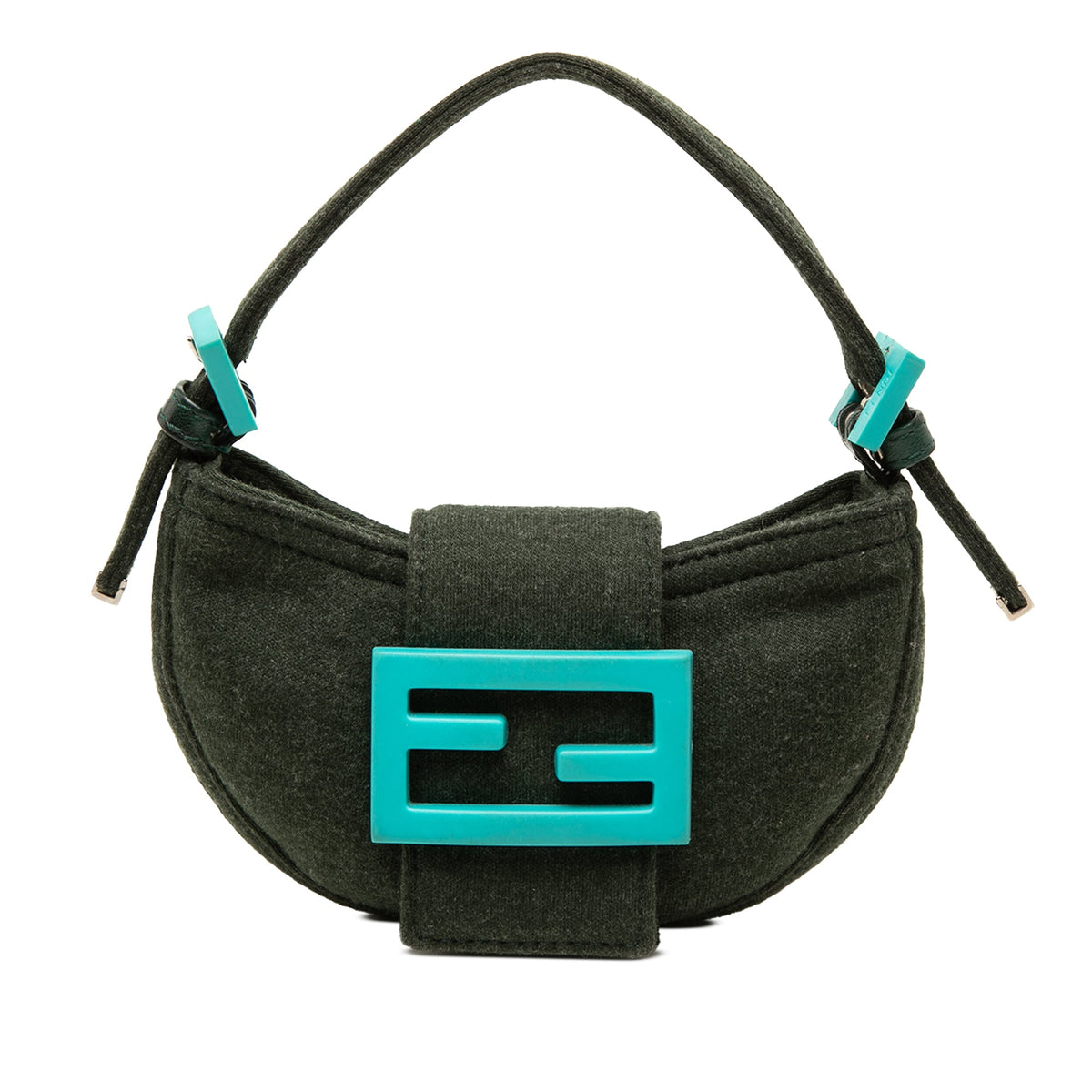 Fendi Mini Wool Croissant Handbag — Green