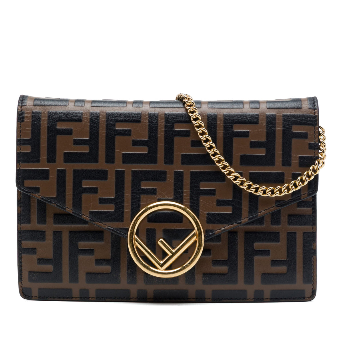 Fendi Zucca Embossed Leather F Is Fendi Envelope Wallet On Chain