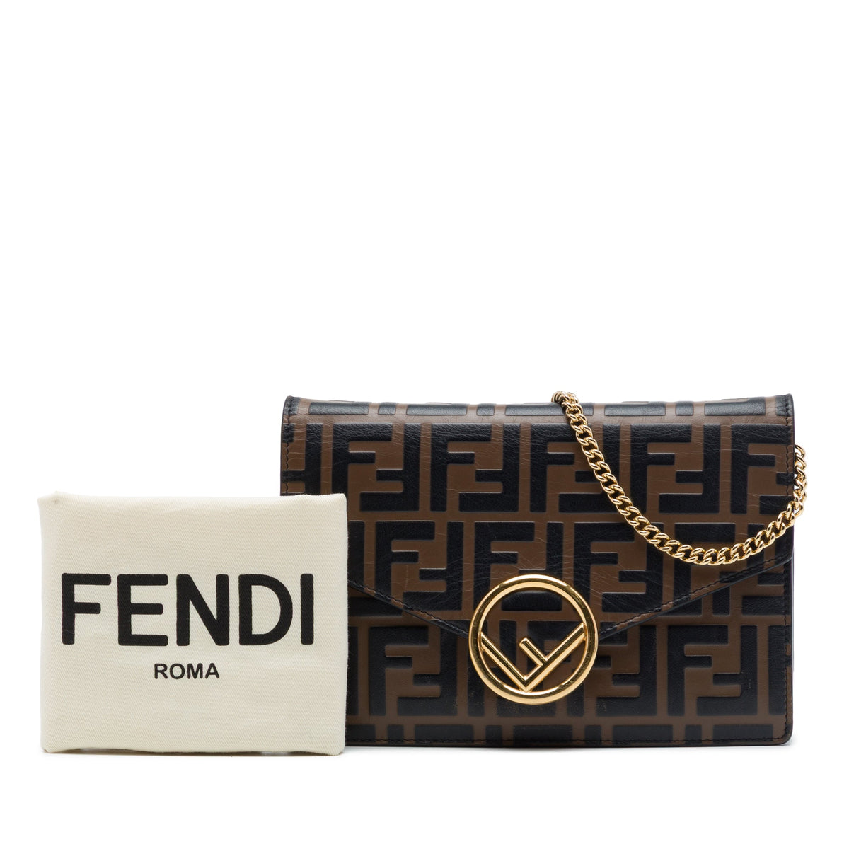 Fendi Zucca Embossed Leather F Is Fendi Envelope Wallet On Chain