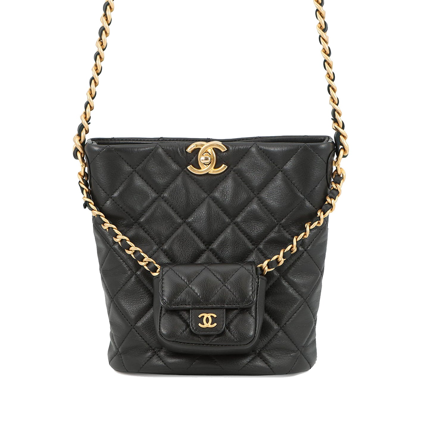 Chanel CC Quilted Calfskin Chain Bucket Bag