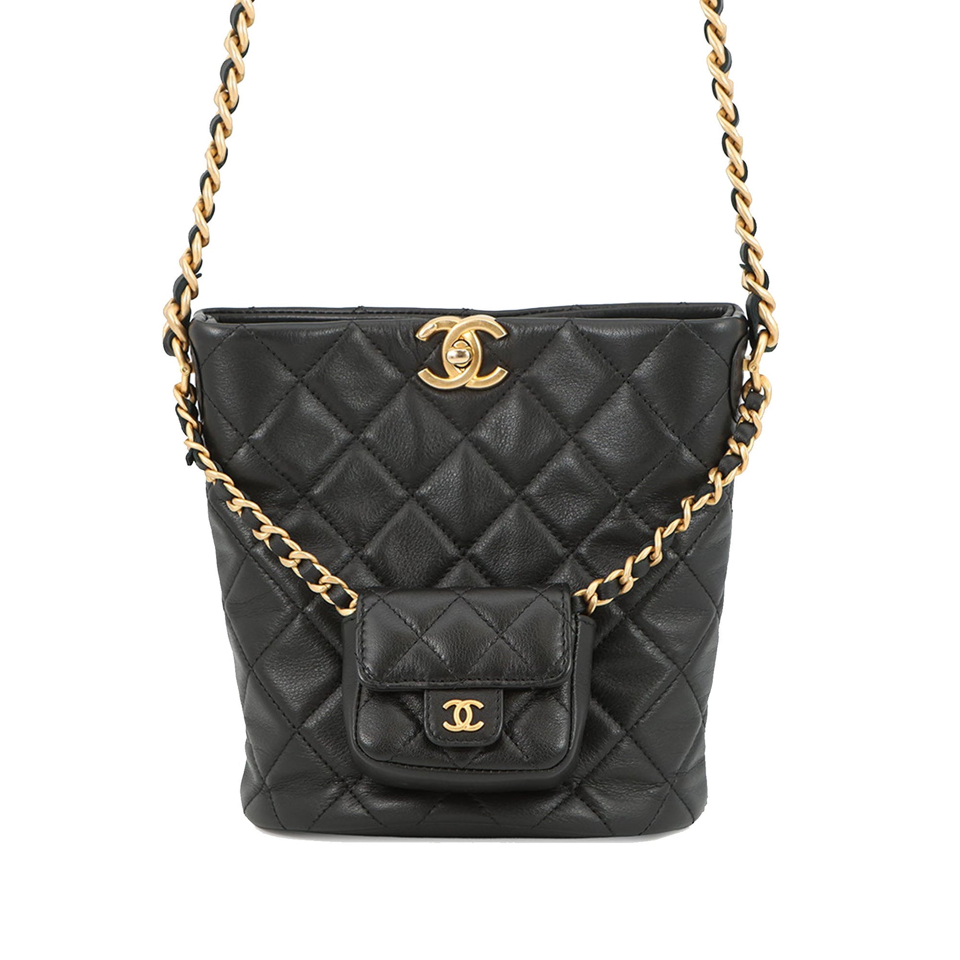 Chanel CC Quilted Calfskin Chain Bucket Bag