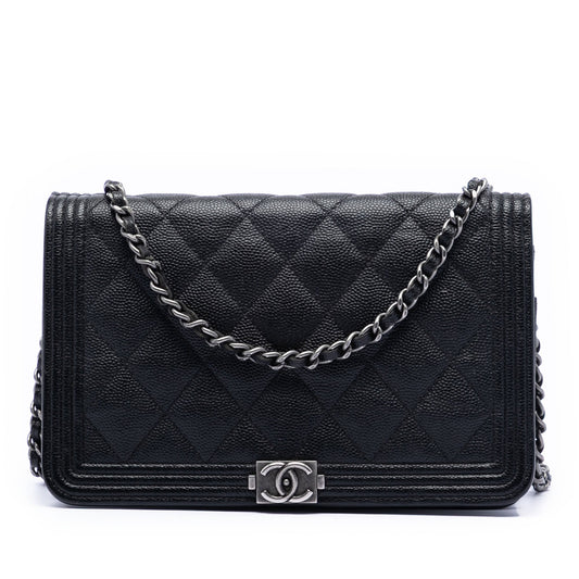 Chanel Quilted Caviar Boy Wallet on Chain