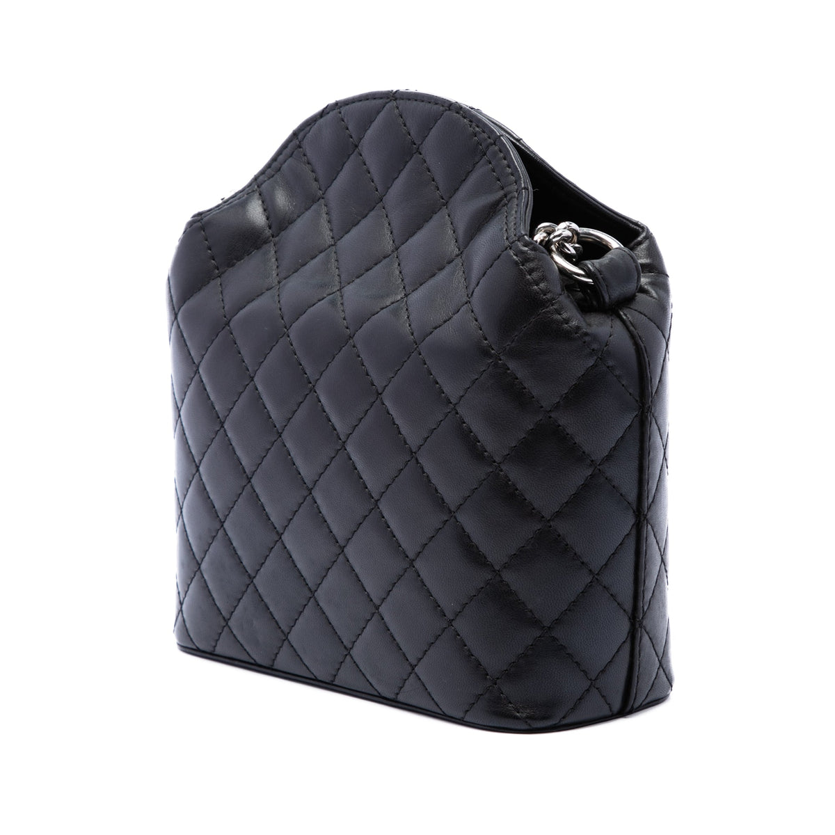 Chanel CC Quilted Lambskin Chain Crossbody — Black
