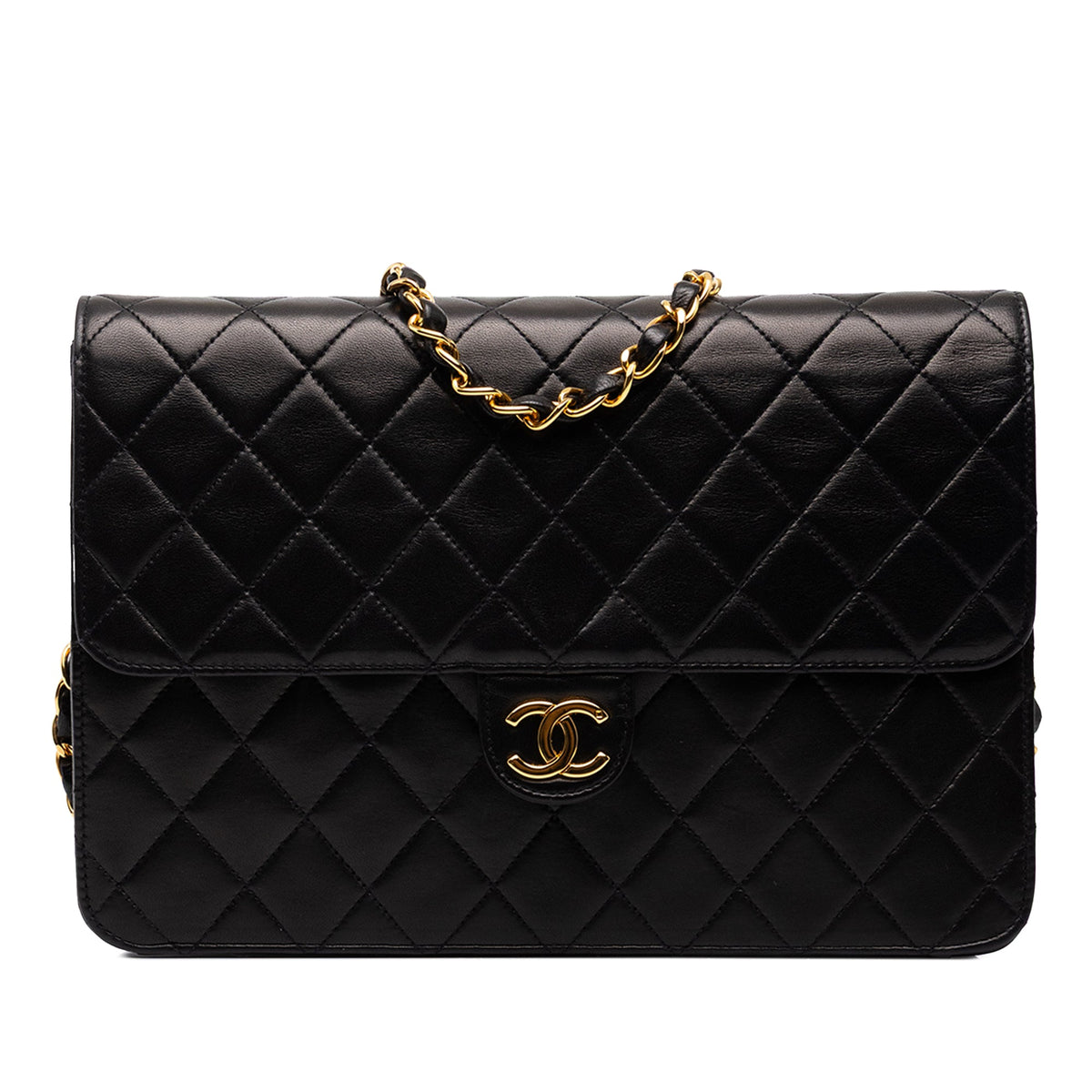 Chanel Medium CC Quilted Lambskin Single Flap — Black