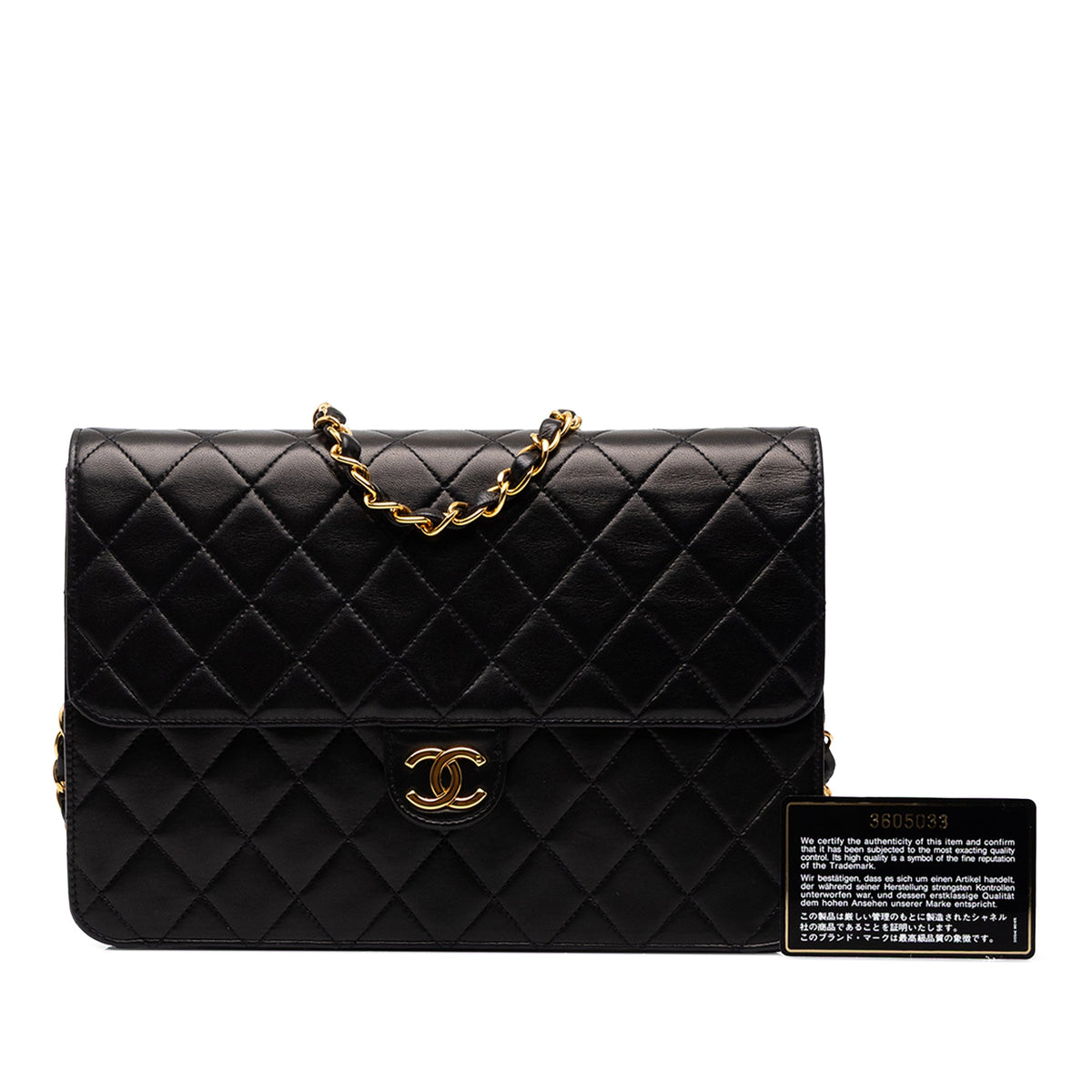Chanel Medium CC Quilted Lambskin Single Flap — Black