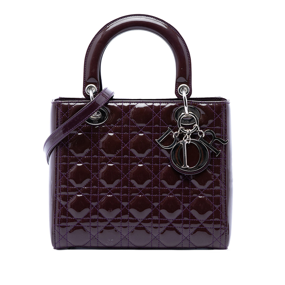 Dior Medium Patent Cannage Lady Dior — Purple