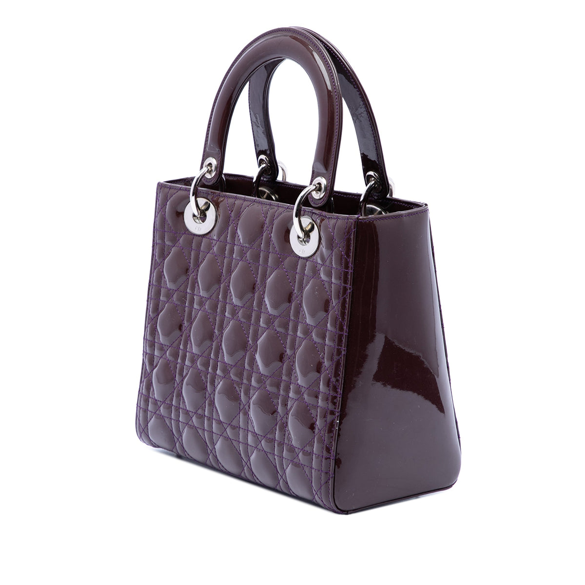 Dior Medium Patent Cannage Lady Dior — Purple