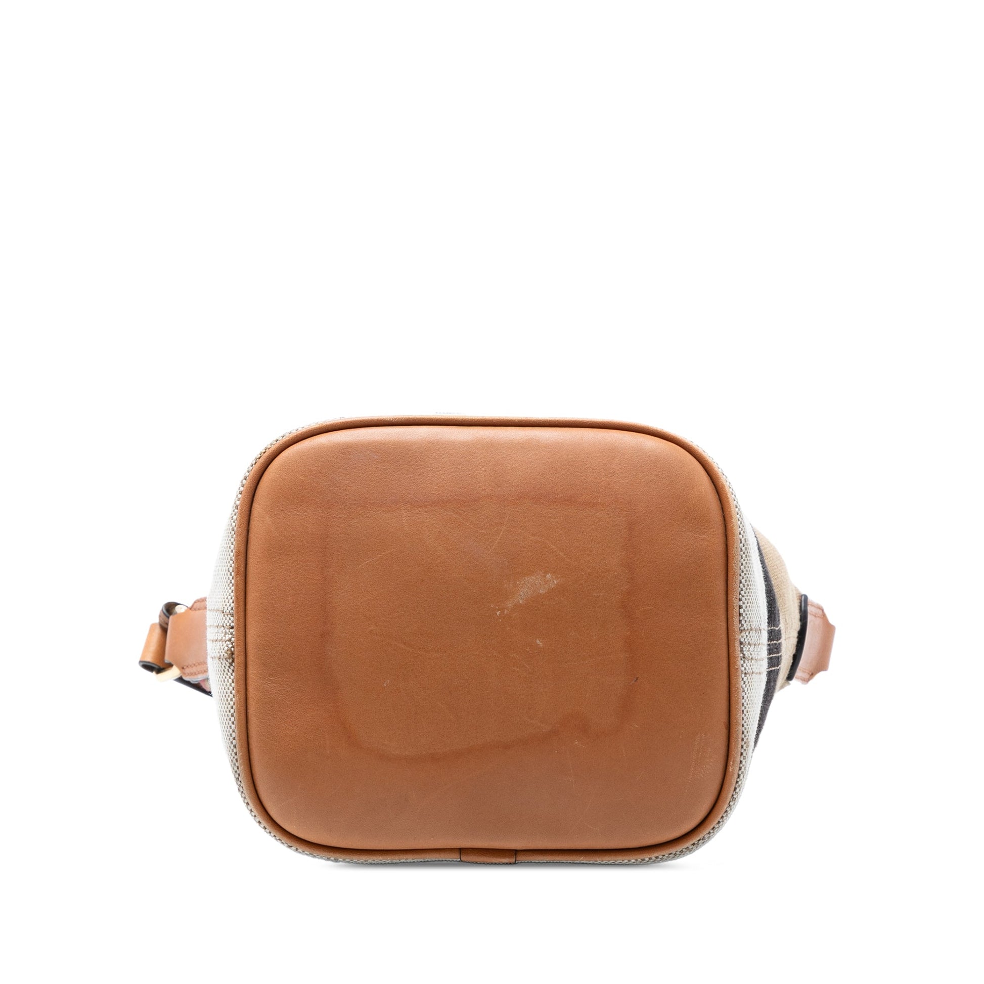 Burberry Mini Mega Check Canvas Ashby Tassel Bucket Bag