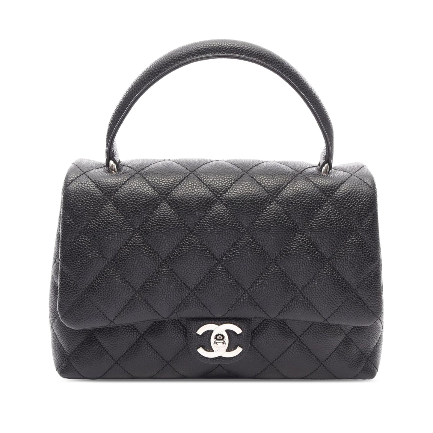 Chanel CC Quilted Caviar Top Handle Flap