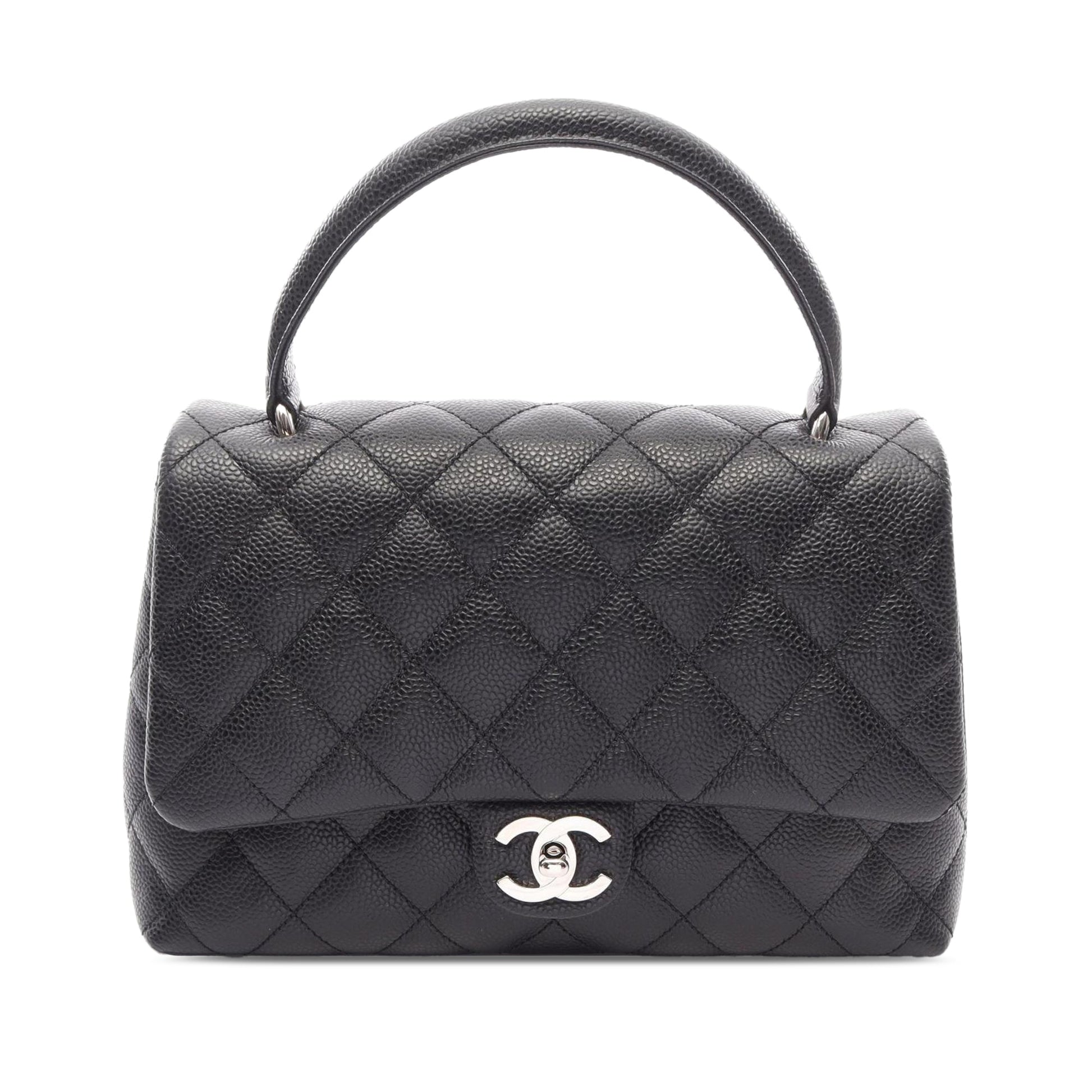 Chanel CC Quilted Caviar Top Handle Flap