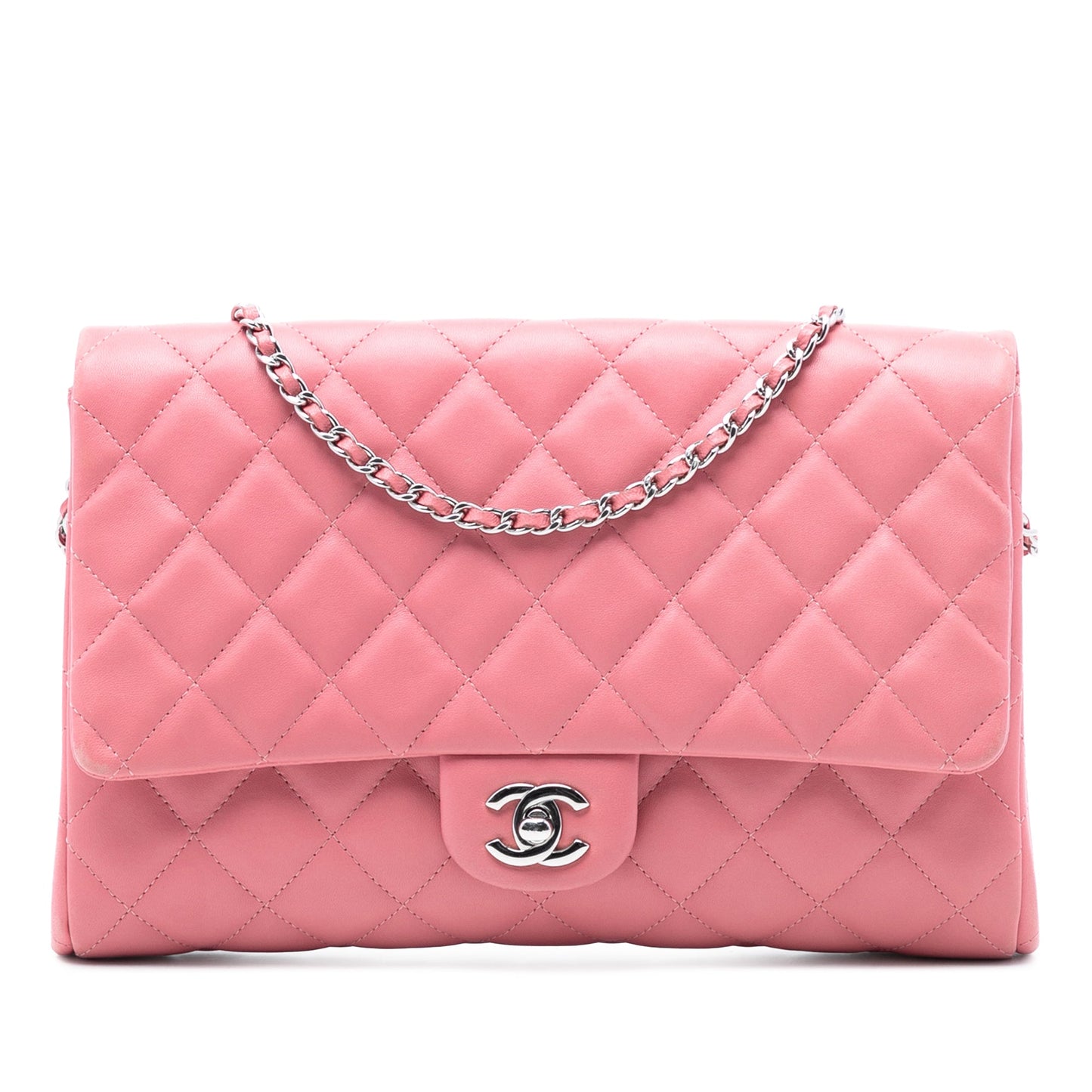 Chanel CC Quilted Lambskin Flap Clutch on Chain