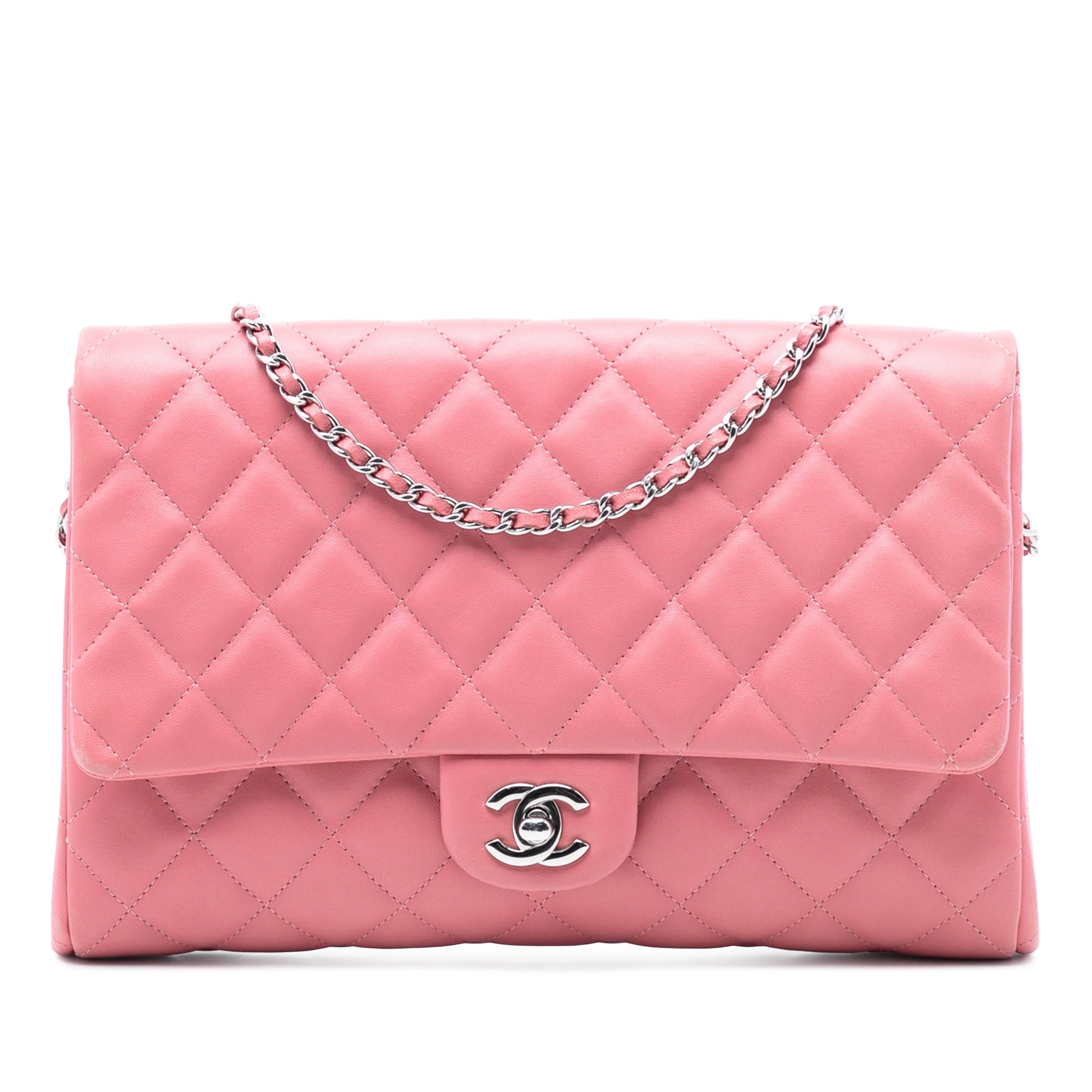 Chanel CC Quilted Lambskin Flap Clutch on Chain