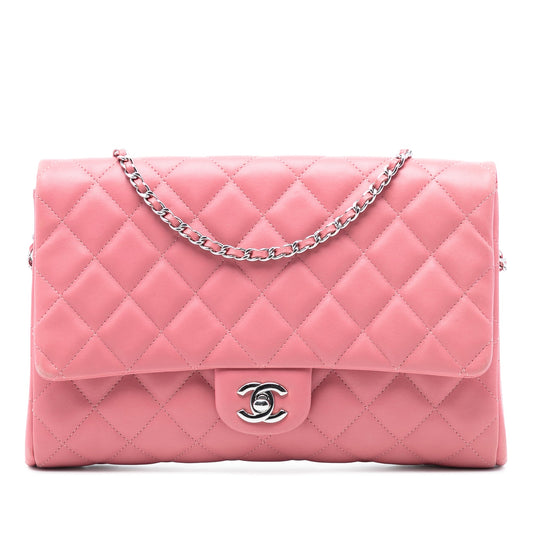 Chanel CC Quilted Lambskin Flap Clutch on Chain