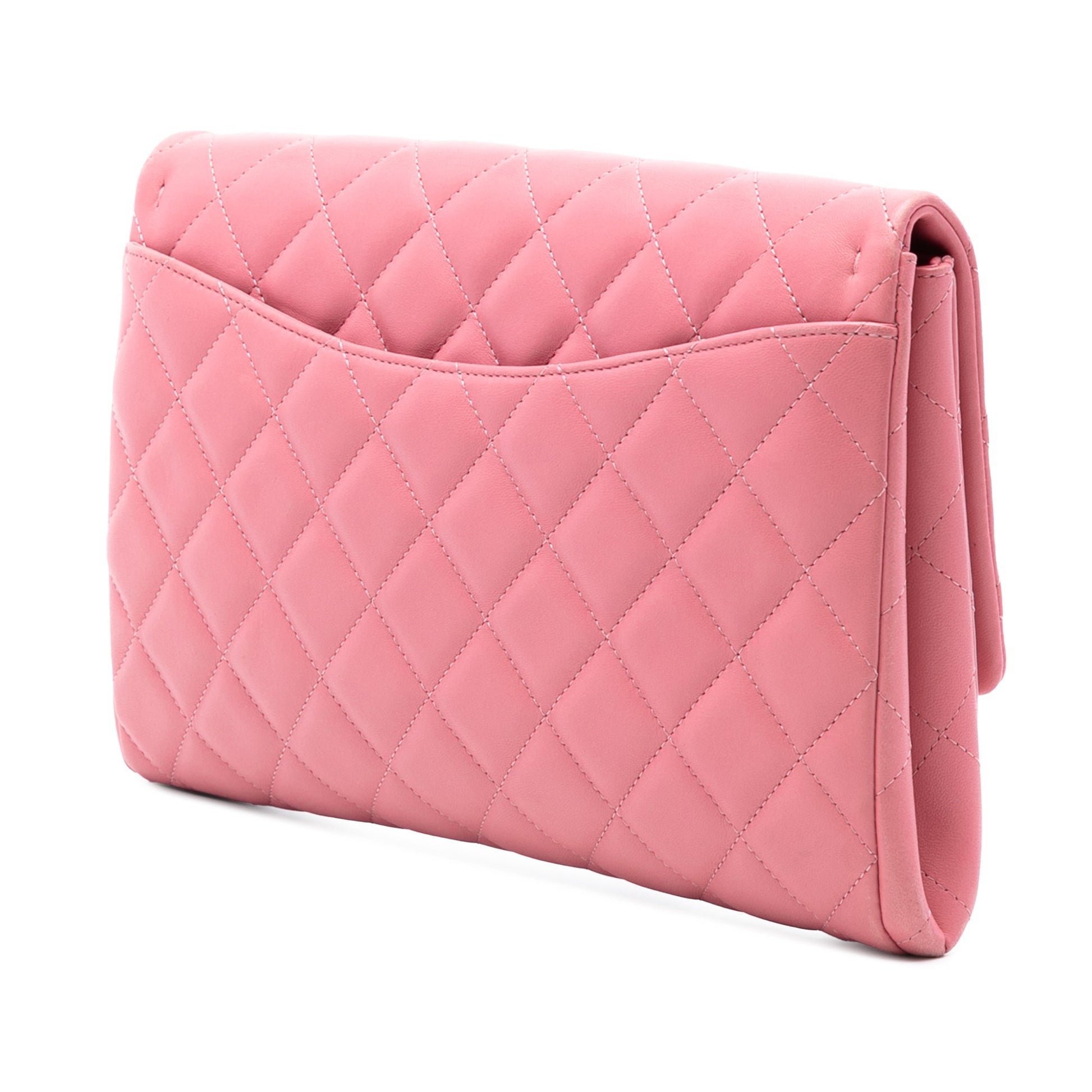 Chanel CC Quilted Lambskin Flap Clutch on Chain