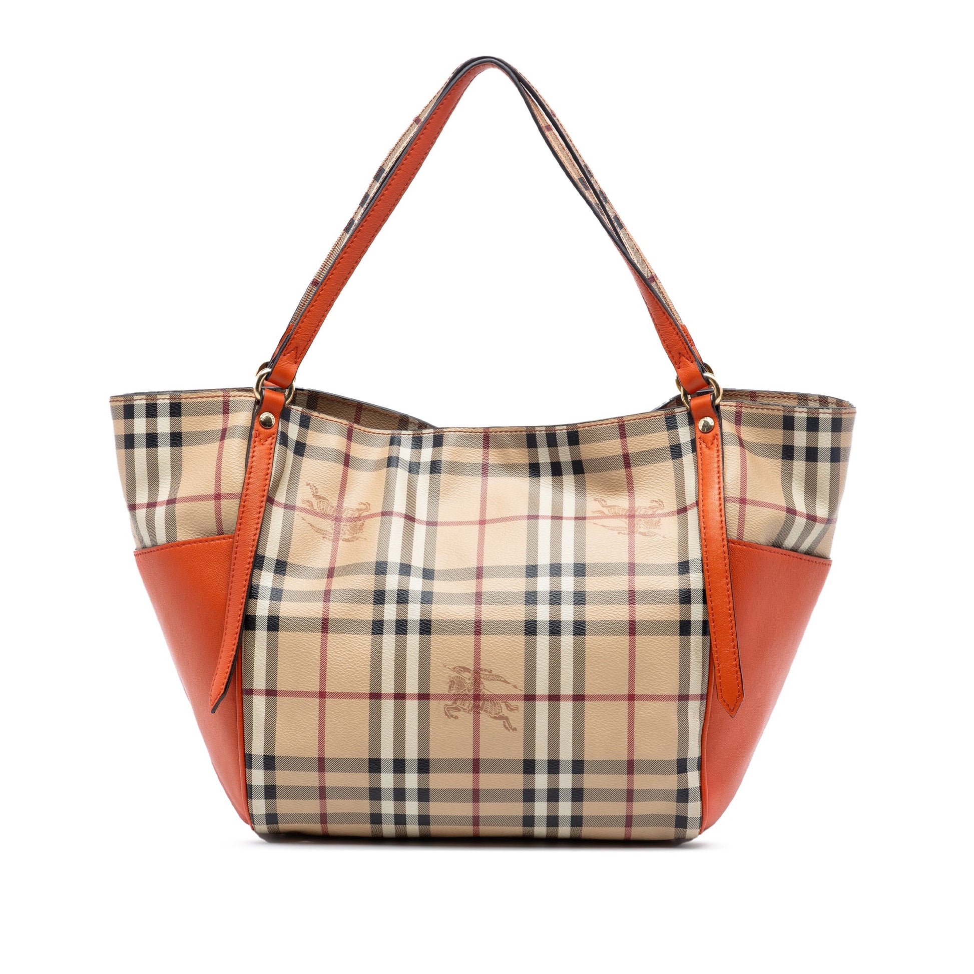 Burberry Small Leather Trimmed Haymarket Check Coated Canvas Canterbury Tote