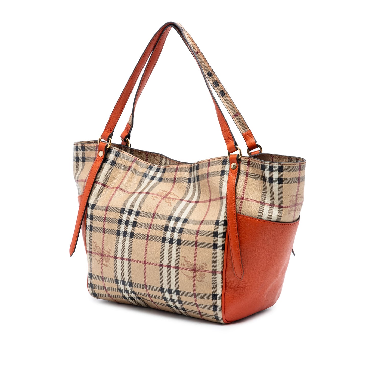 Burberry Small Leather Trimmed Haymarket Check Coated Canvas Canterbury Tote