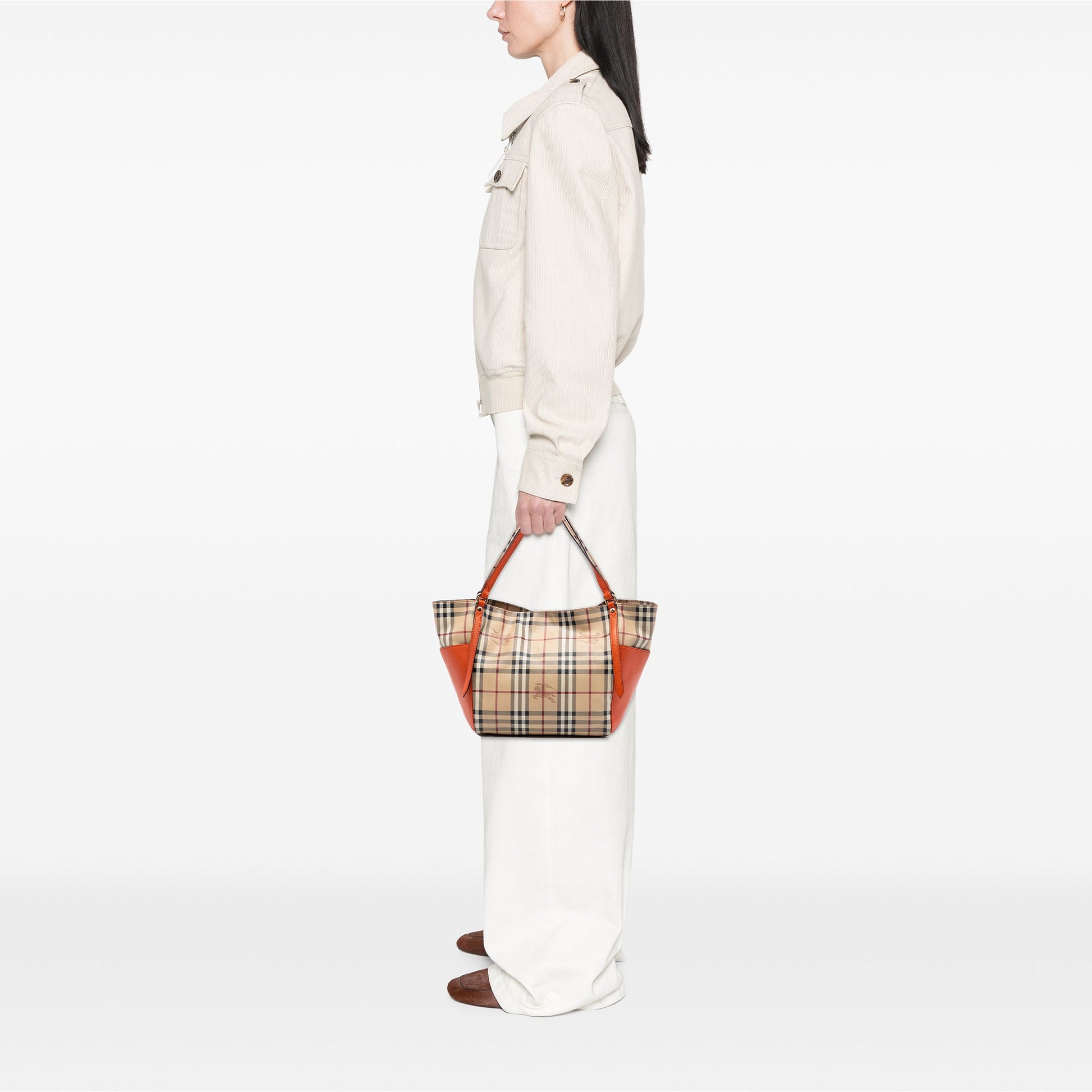Burberry Small Leather Trimmed Haymarket Check Coated Canvas Canterbury Tote