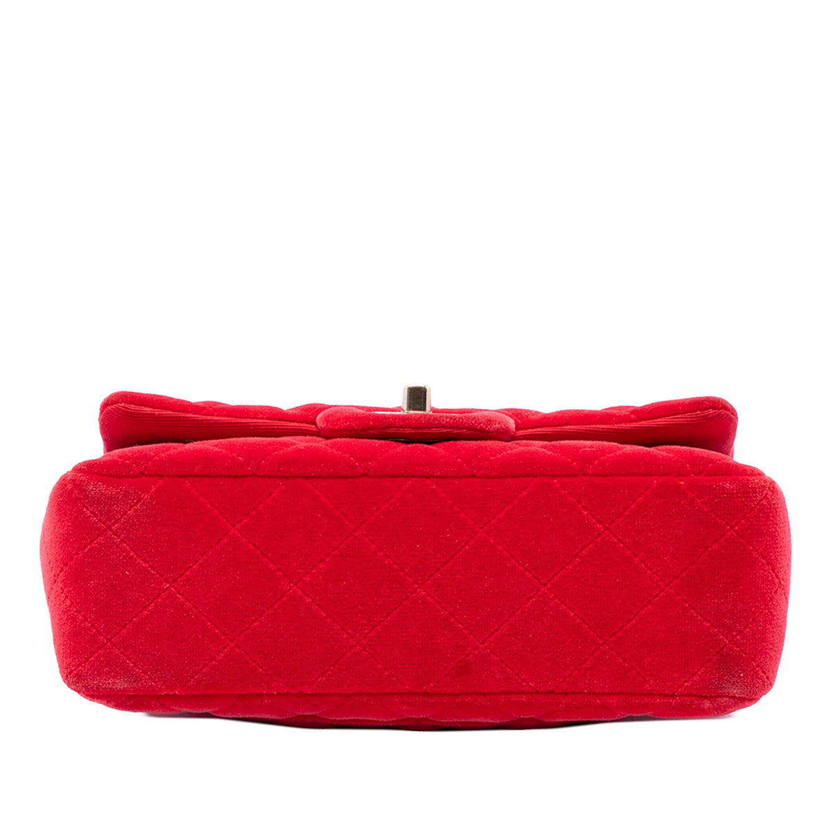 Chanel Mini Rectangular Classic Velvet Single Flap — Red