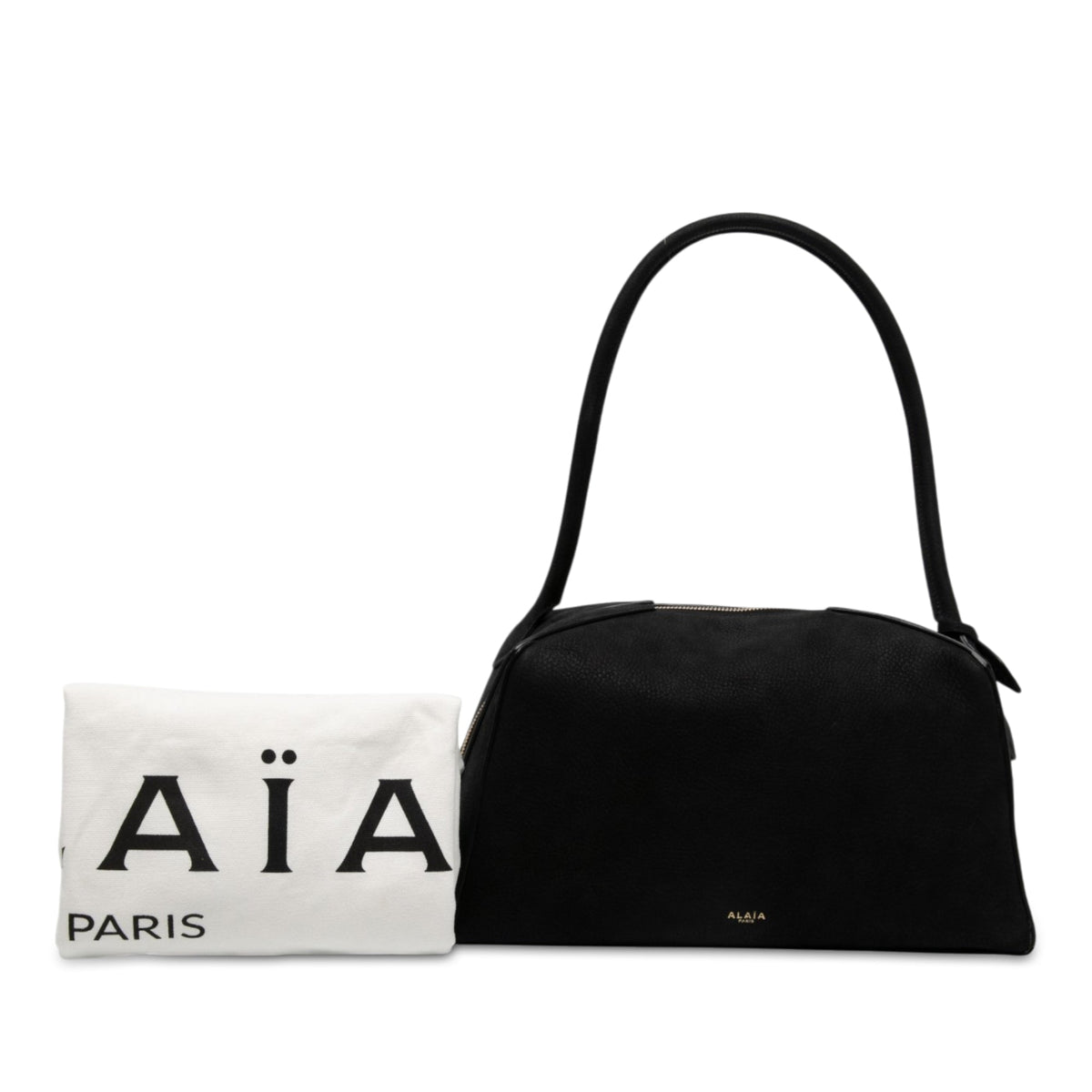 ALAÏA Nubuck Le Bouledogue Shoulder Bag — Black