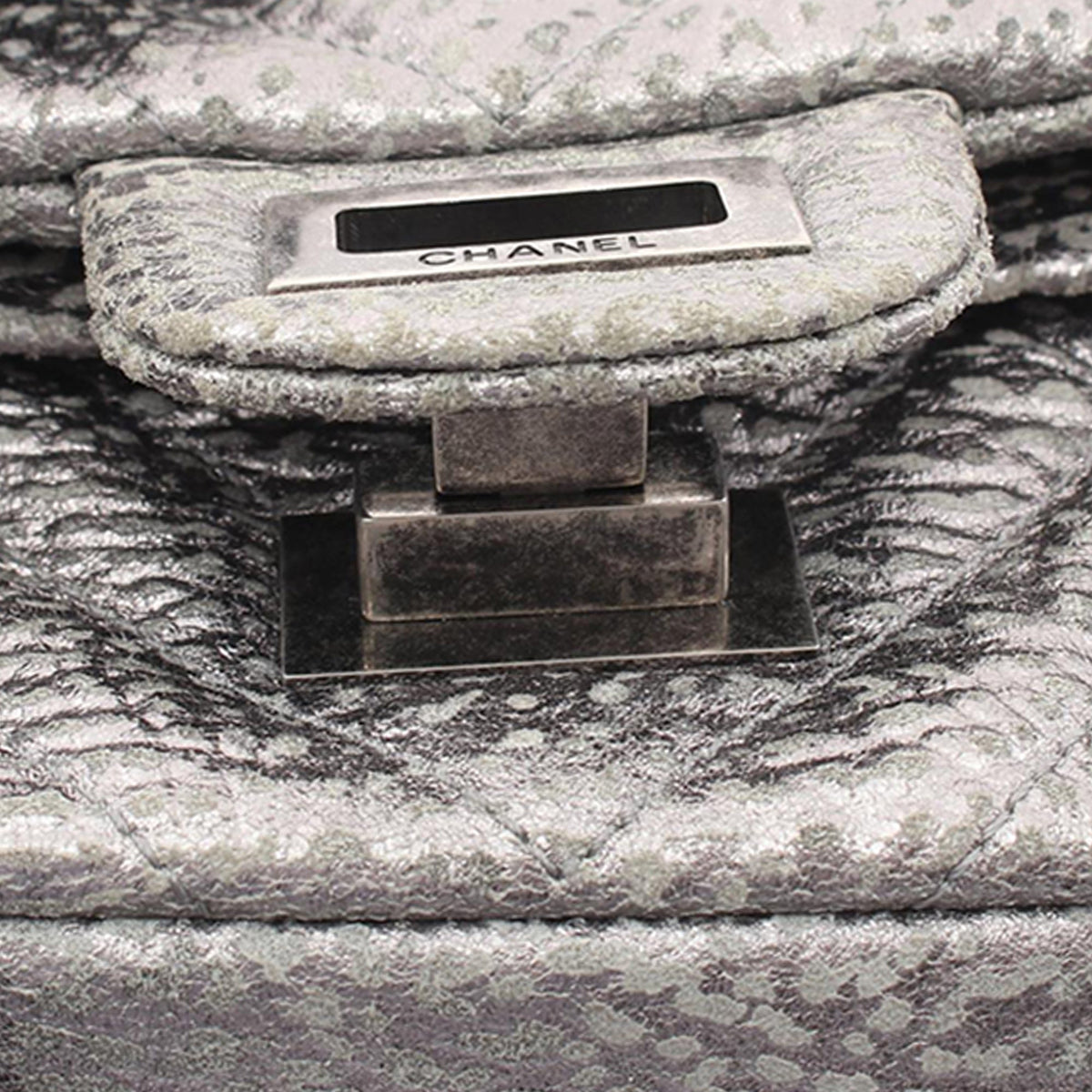Chanel Mini Reissue 2.55 Metallic Aged Calfskin Double Flap 224 — Silver