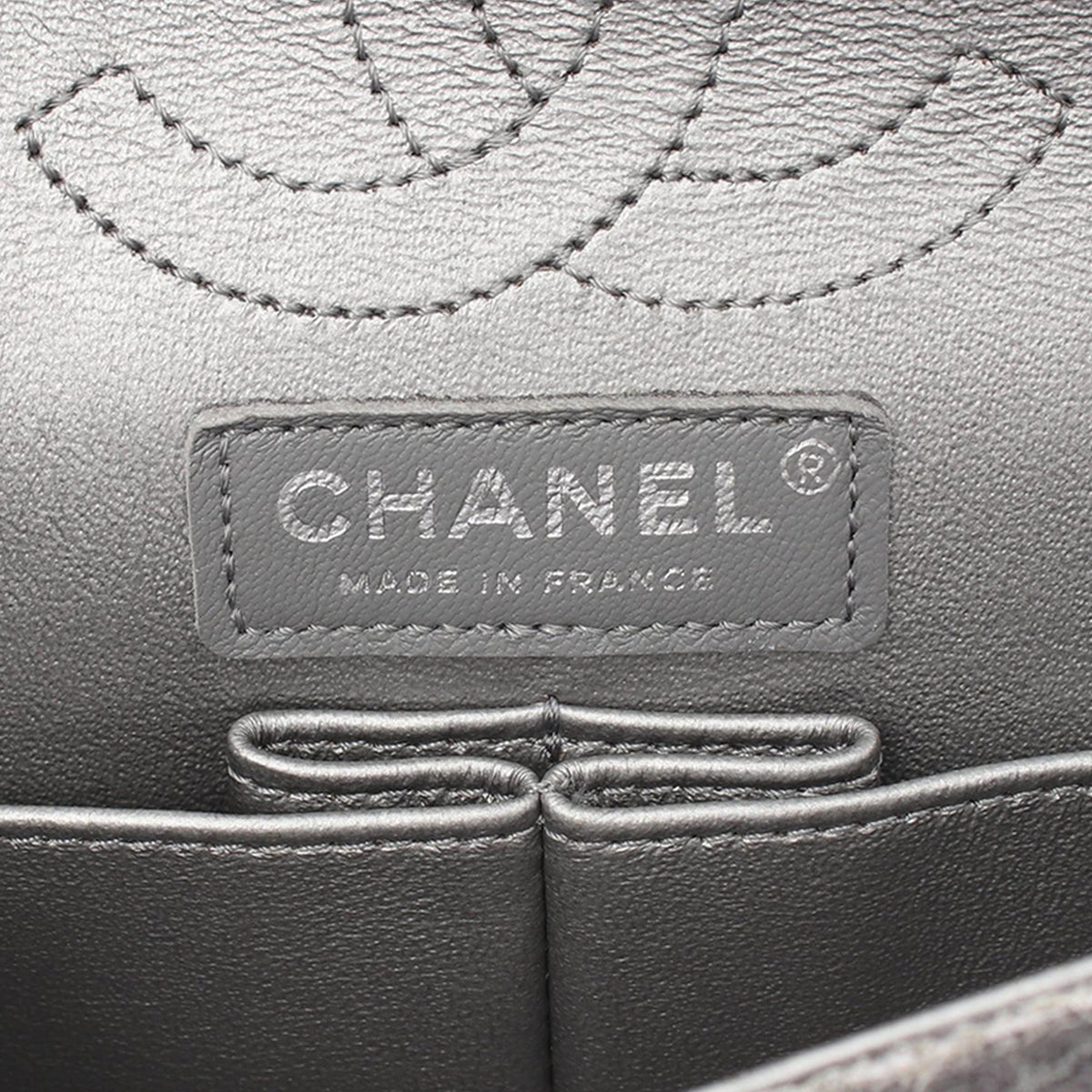 Chanel Mini Reissue 2.55 Metallic Aged Calfskin Double Flap 224 — Silver