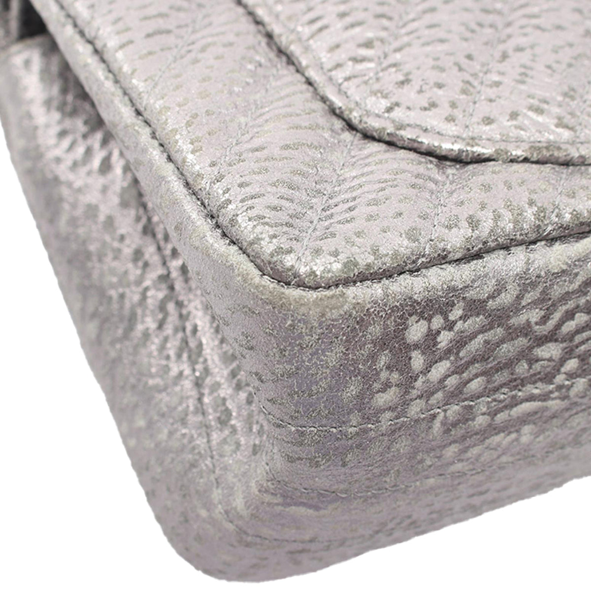 Chanel Mini Reissue 2.55 Metallic Aged Calfskin Double Flap 224 — Silver