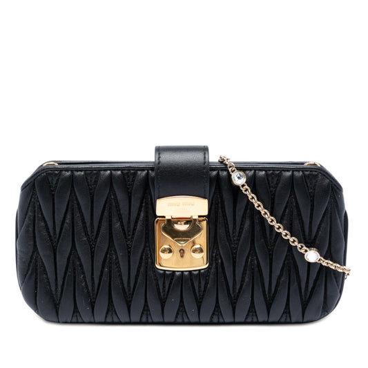 Miu Miu Matelasse Nappa Crystal Clutch on Chain