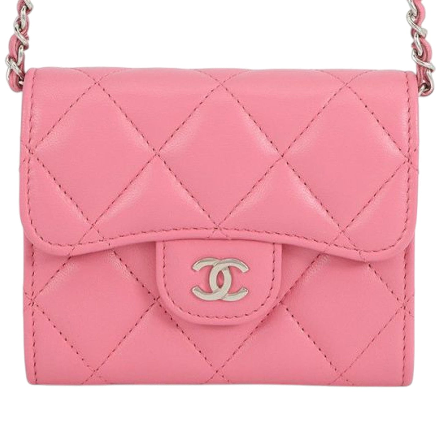 Chanel CC Quilted Lambskin Flap Card Holder on Chain
