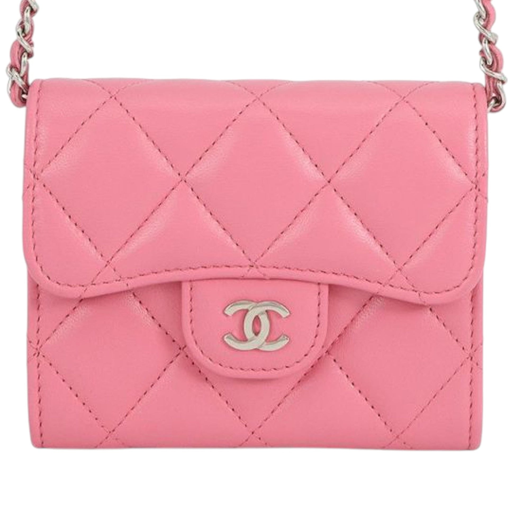 Chanel CC Quilted Lambskin Flap Card Holder on Chain