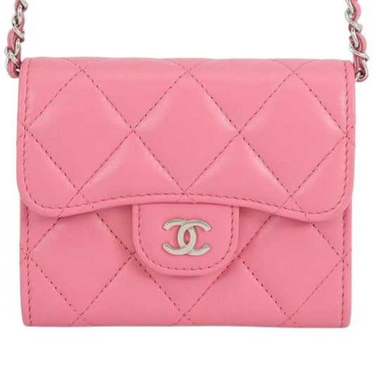 Chanel CC Quilted Lambskin Flap Card Holder on Chain