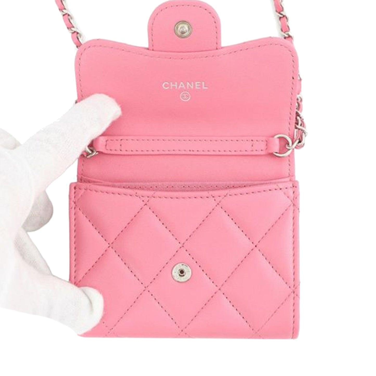 Chanel CC Quilted Lambskin Flap Card Holder on Chain