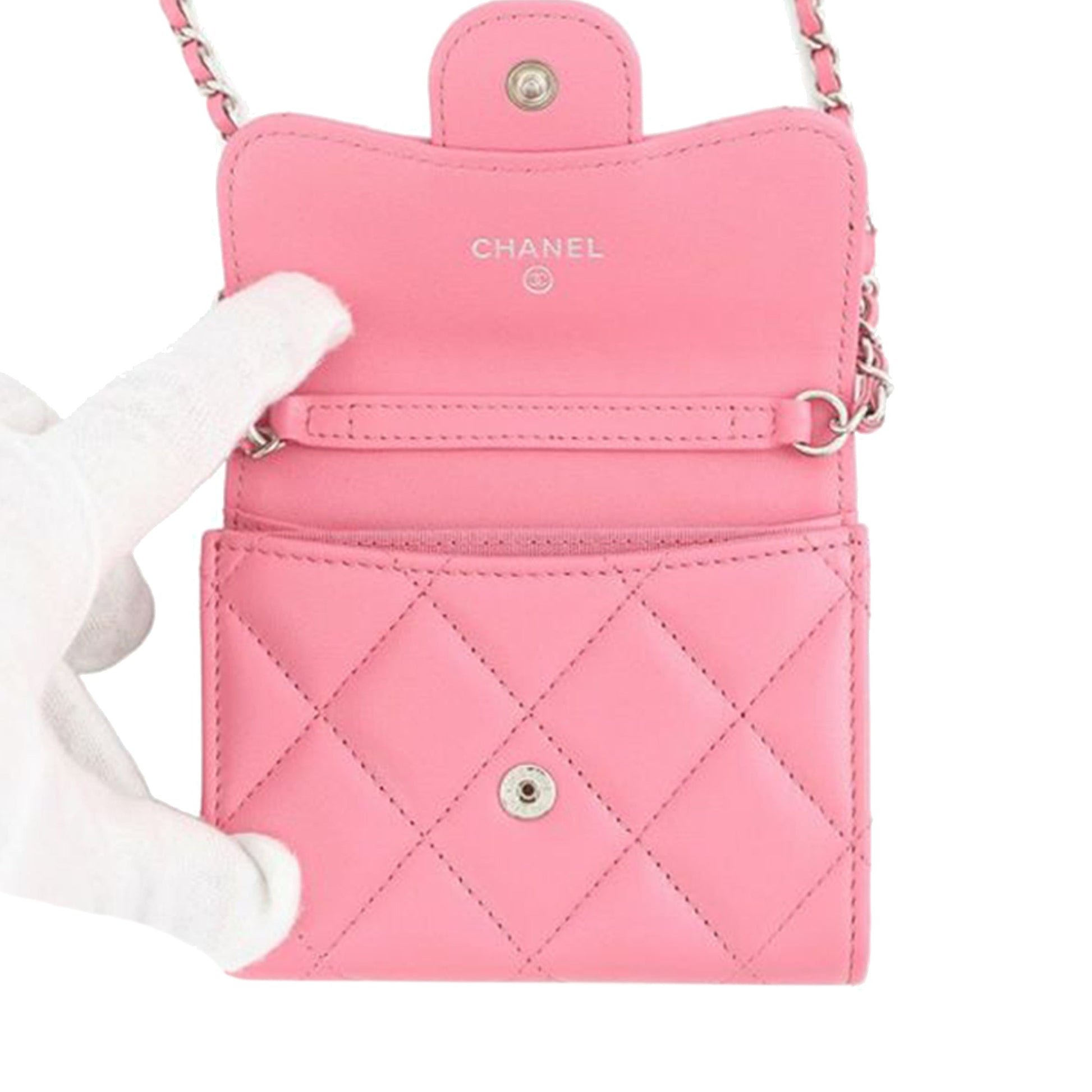 Chanel CC Quilted Lambskin Flap Card Holder on Chain
