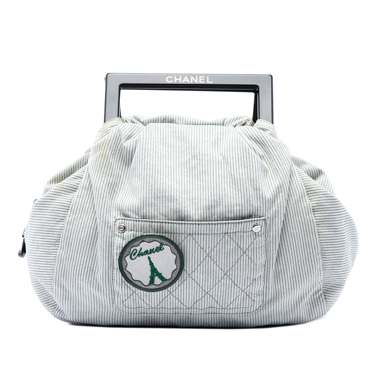 Chanel Striped Canvas Coco Paris Handbag