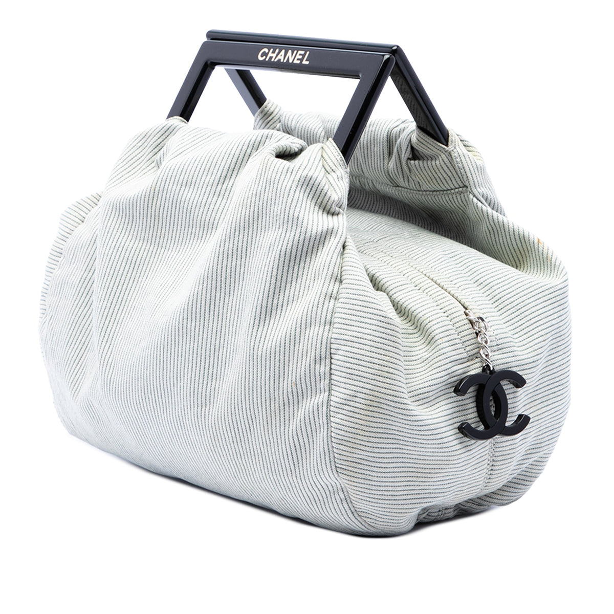 Chanel Striped Canvas Coco Paris Handbag