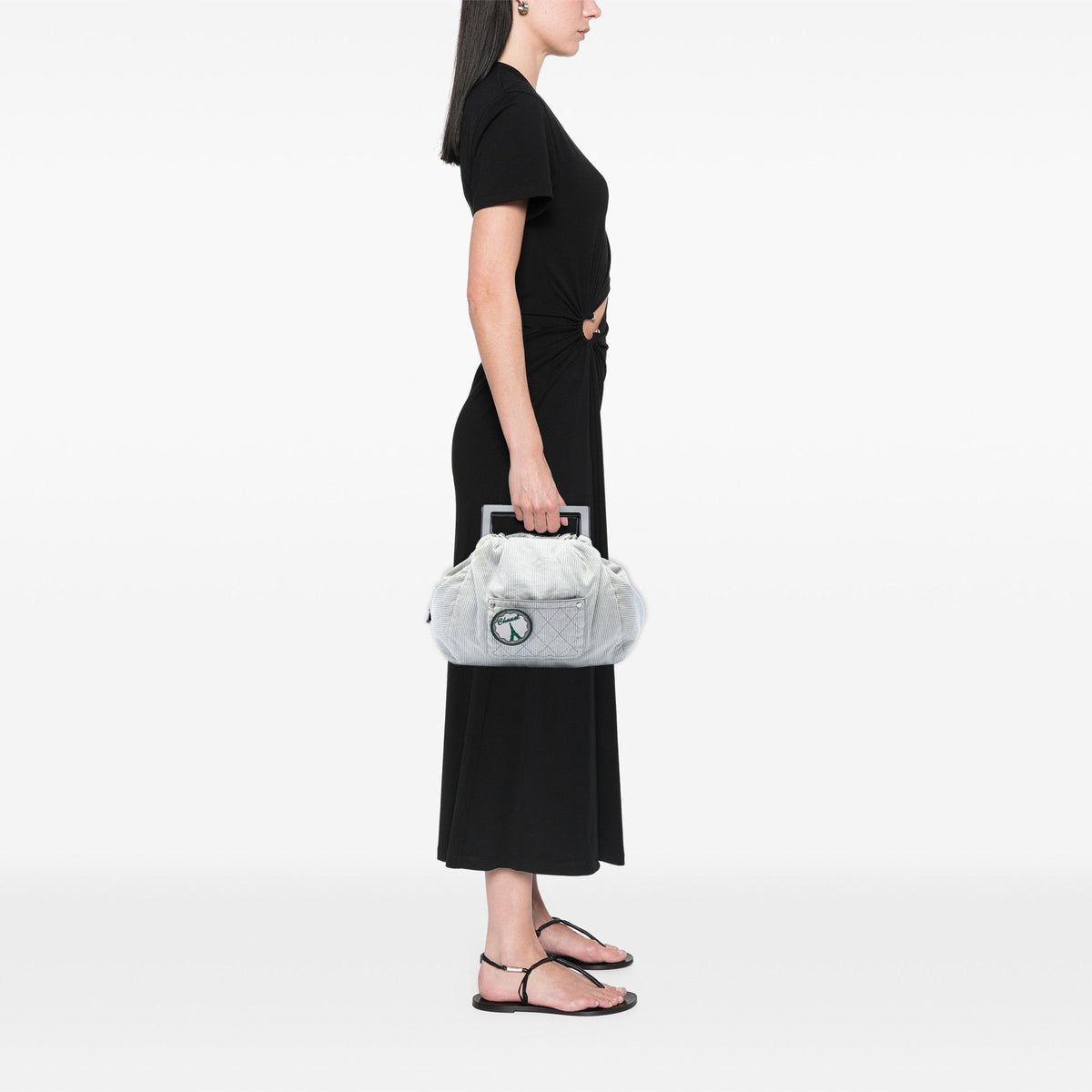 Chanel Striped Canvas Coco Paris Handbag