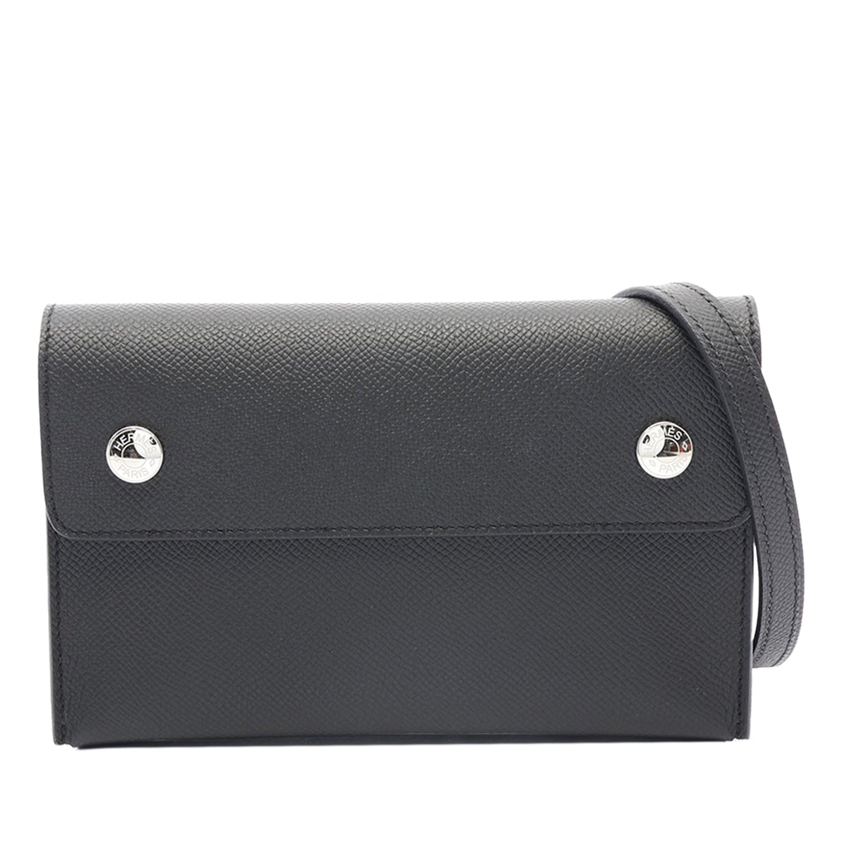 Hermès Epsom Hermesnap Wallet On Strap — Black