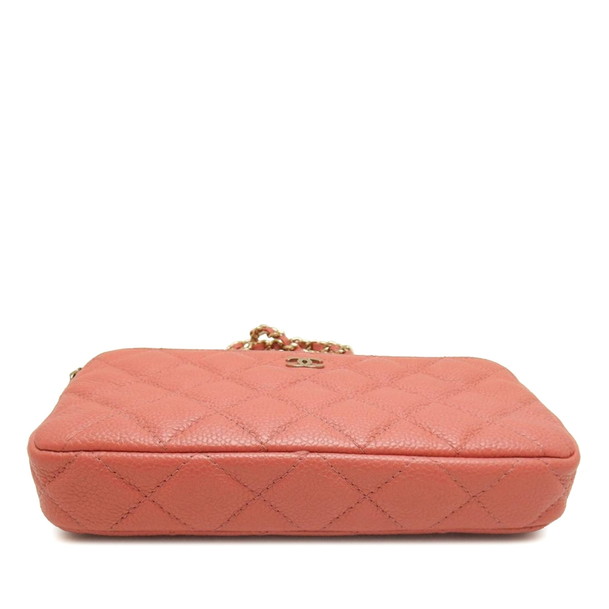 Chanel CC Quilted Caviar Double Zip Clutch With Chain