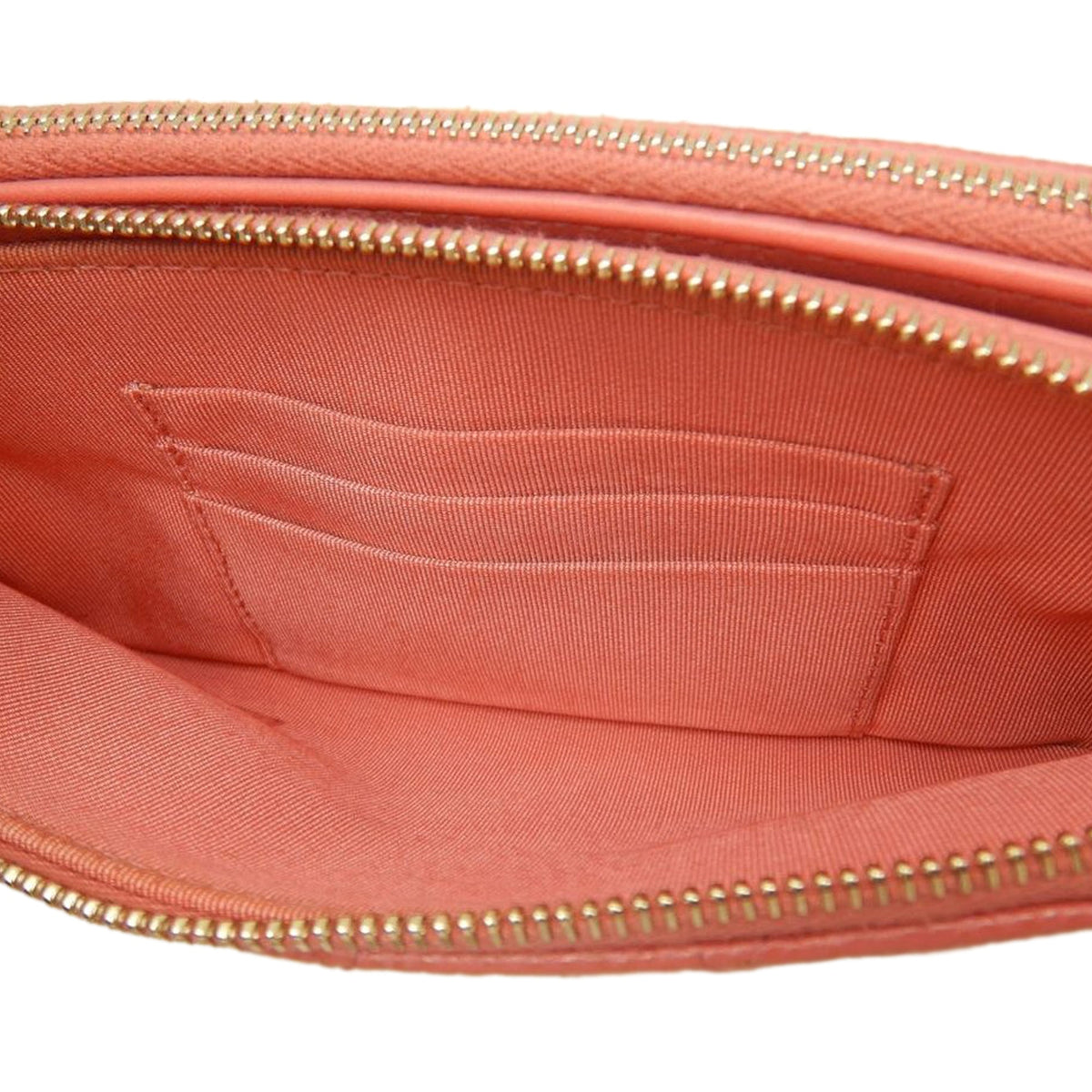 Chanel CC Quilted Caviar Double Zip Clutch With Chain