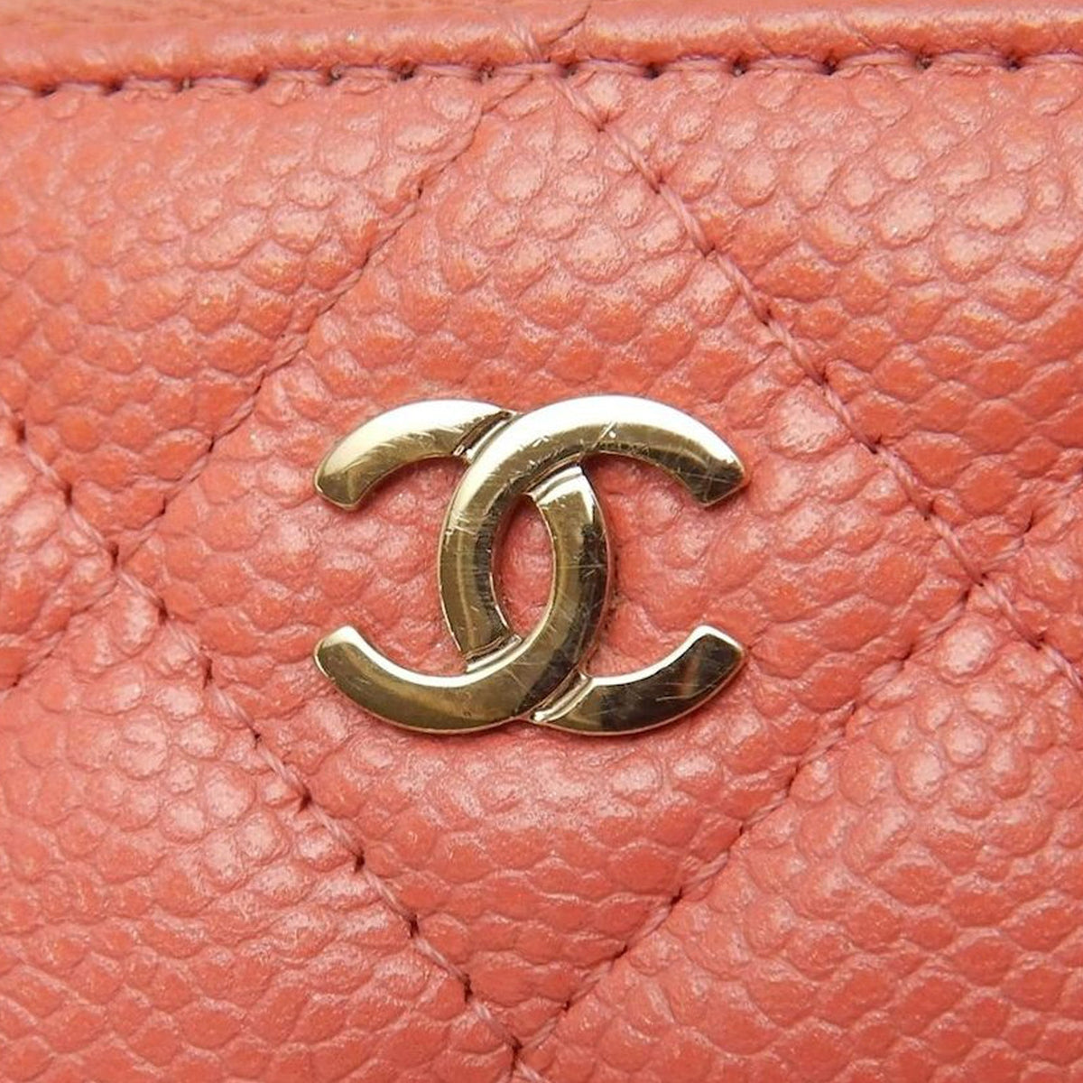 Chanel CC Quilted Caviar Double Zip Clutch With Chain