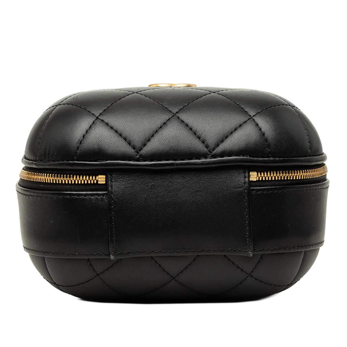 Chanel Quilted Lambskin CC Bubble Vanity Case With Chain — Black
