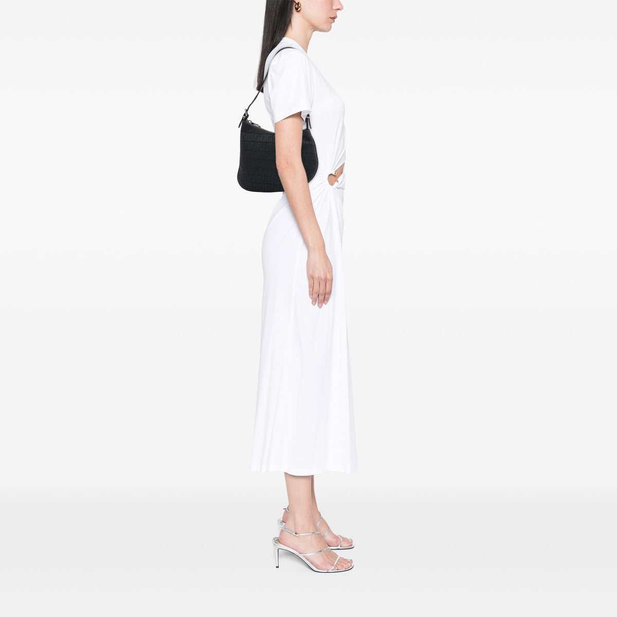 Fendi Zucchino Canvas Oyster Shoulder Bag