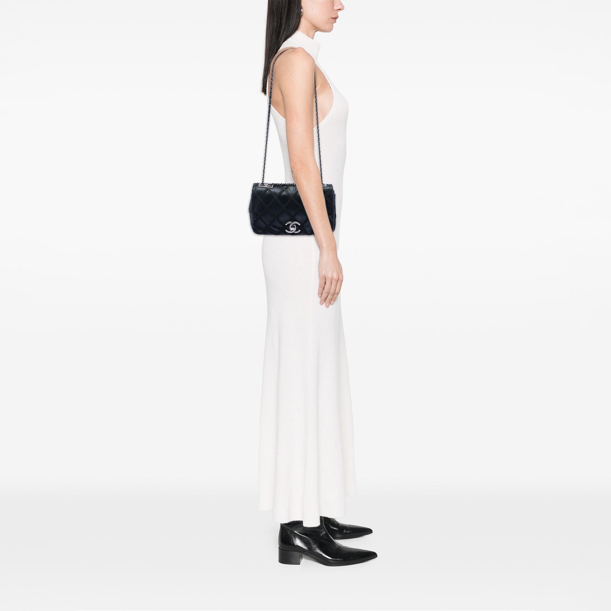 Chanel Small Iridescent Calfskin Diamond Stitch Chain Flap